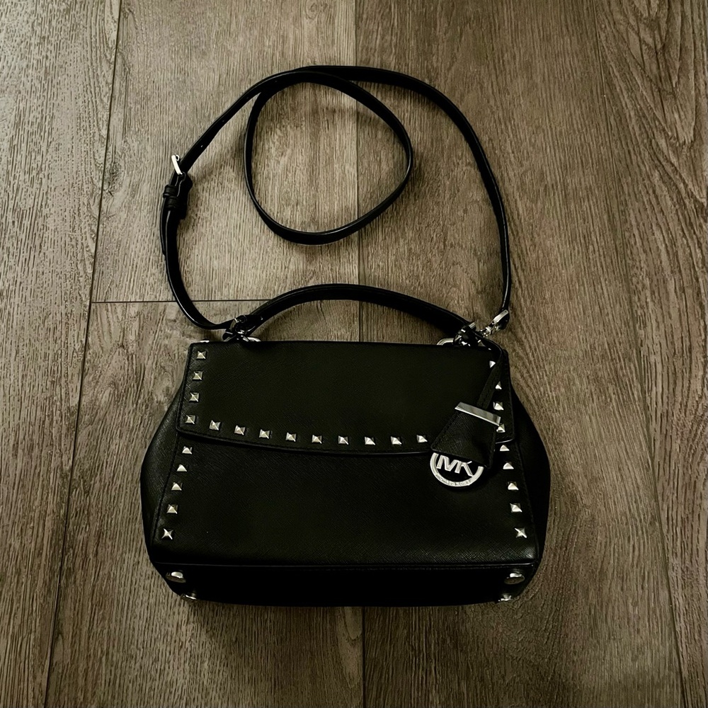 Michael Kors Ava Stud Small Top Handle Leather Satchel - Picture 2 of 13